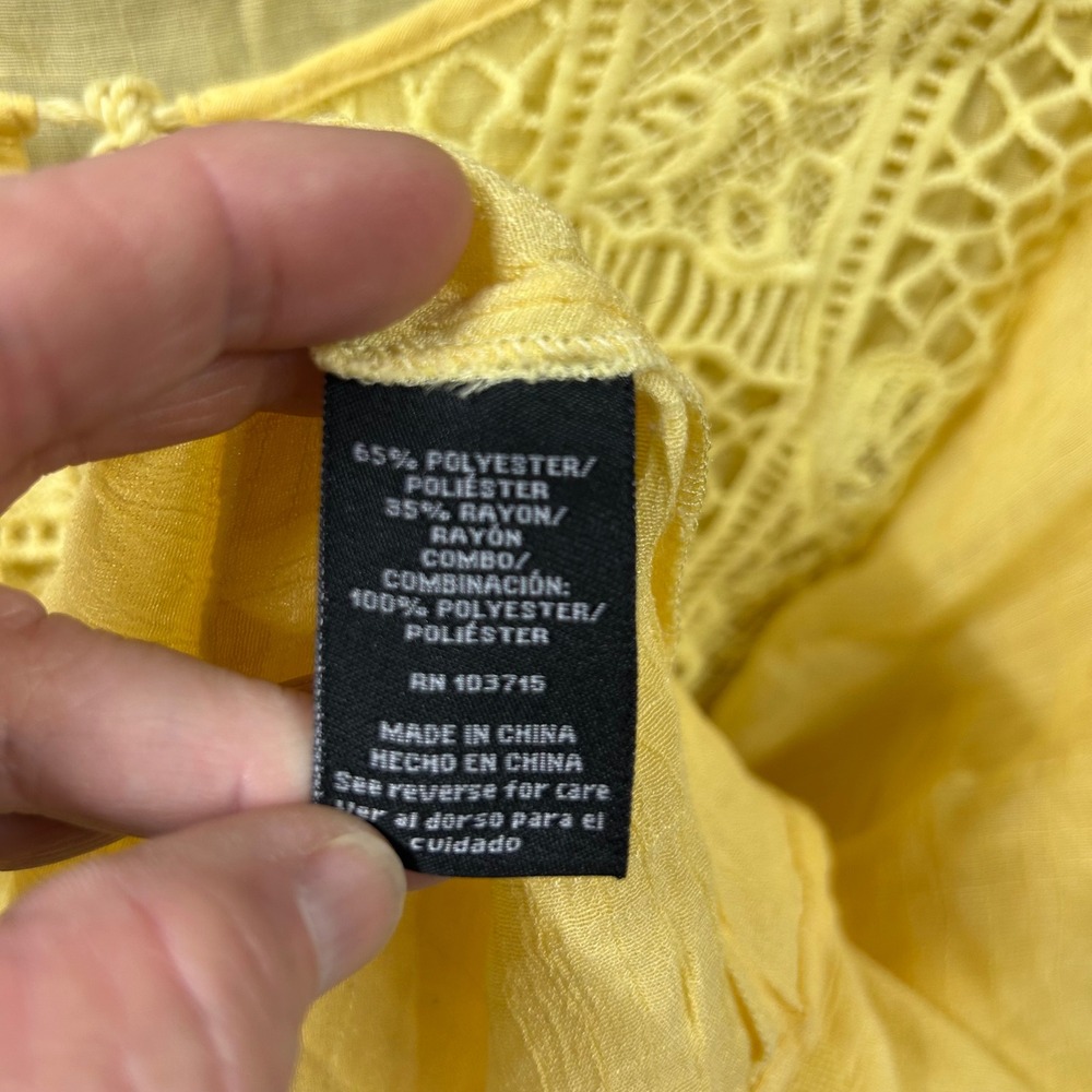 Zac & Rachel Yellow Lace-Yoke Boho Blouse - Picture 8 of 8